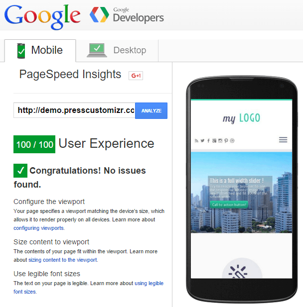 customizr theme feature mobile_friendly
